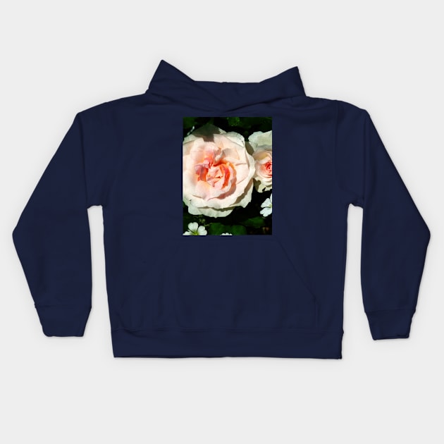 Pale Pink Roses in Garden Kids Hoodie by SusanSavad